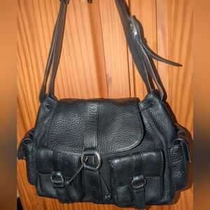 Cole Haan Large Village Black Leather Shoulder Bag